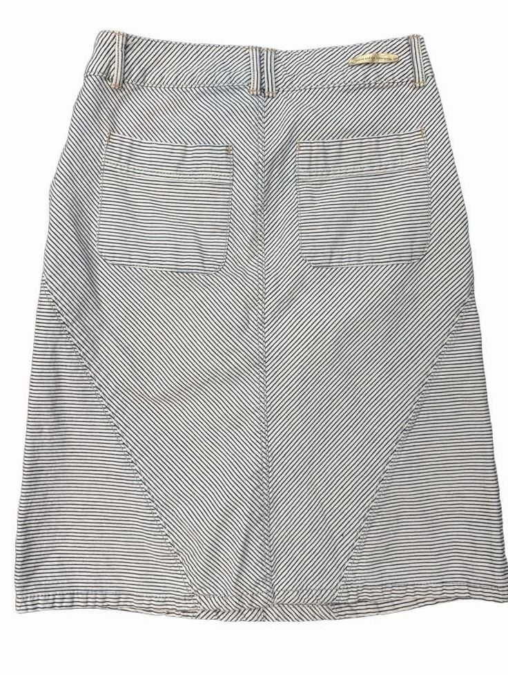 Preppy classic nautical Pilcro Anthropologie Skirt Striped Denim 3