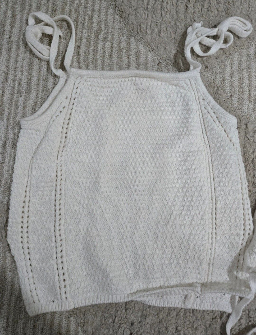 Love Sense Knit Tank Top & Bikini Set Size M White Cotton Blend 3