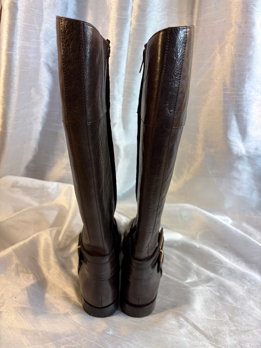 Burberry Equestrian Knight Riding Boots Brown Leather Size 39 6
