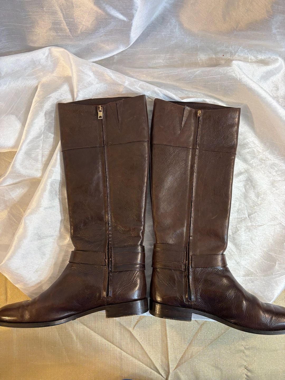 Burberry Equestrian Knight Riding Boots Brown Leather Size 39 7