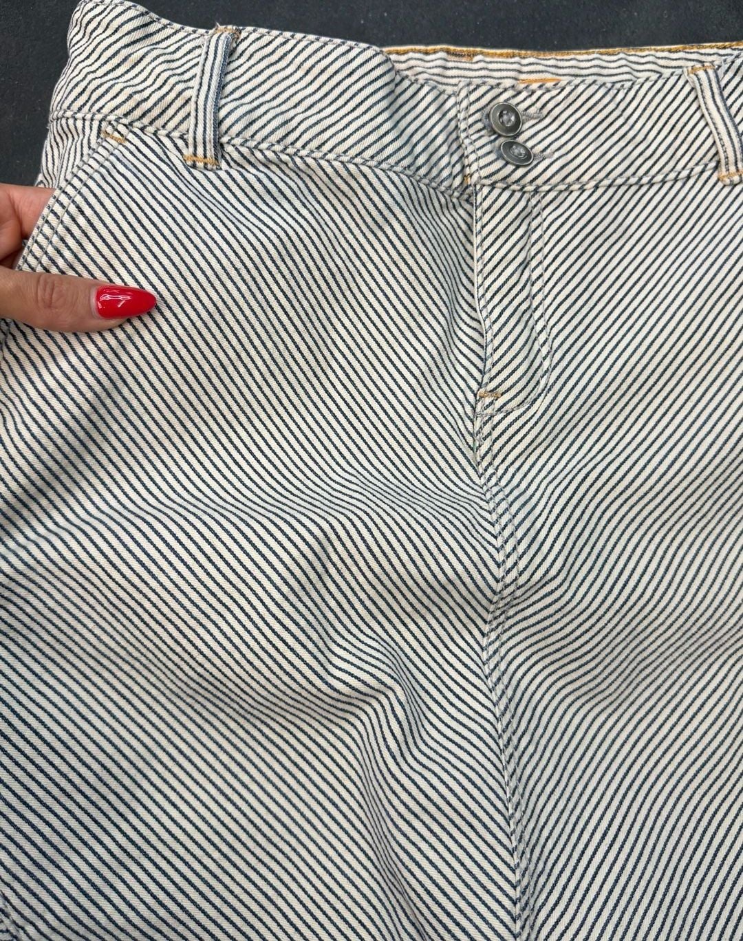 Preppy classic nautical Pilcro Anthropologie Skirt Striped Denim 8