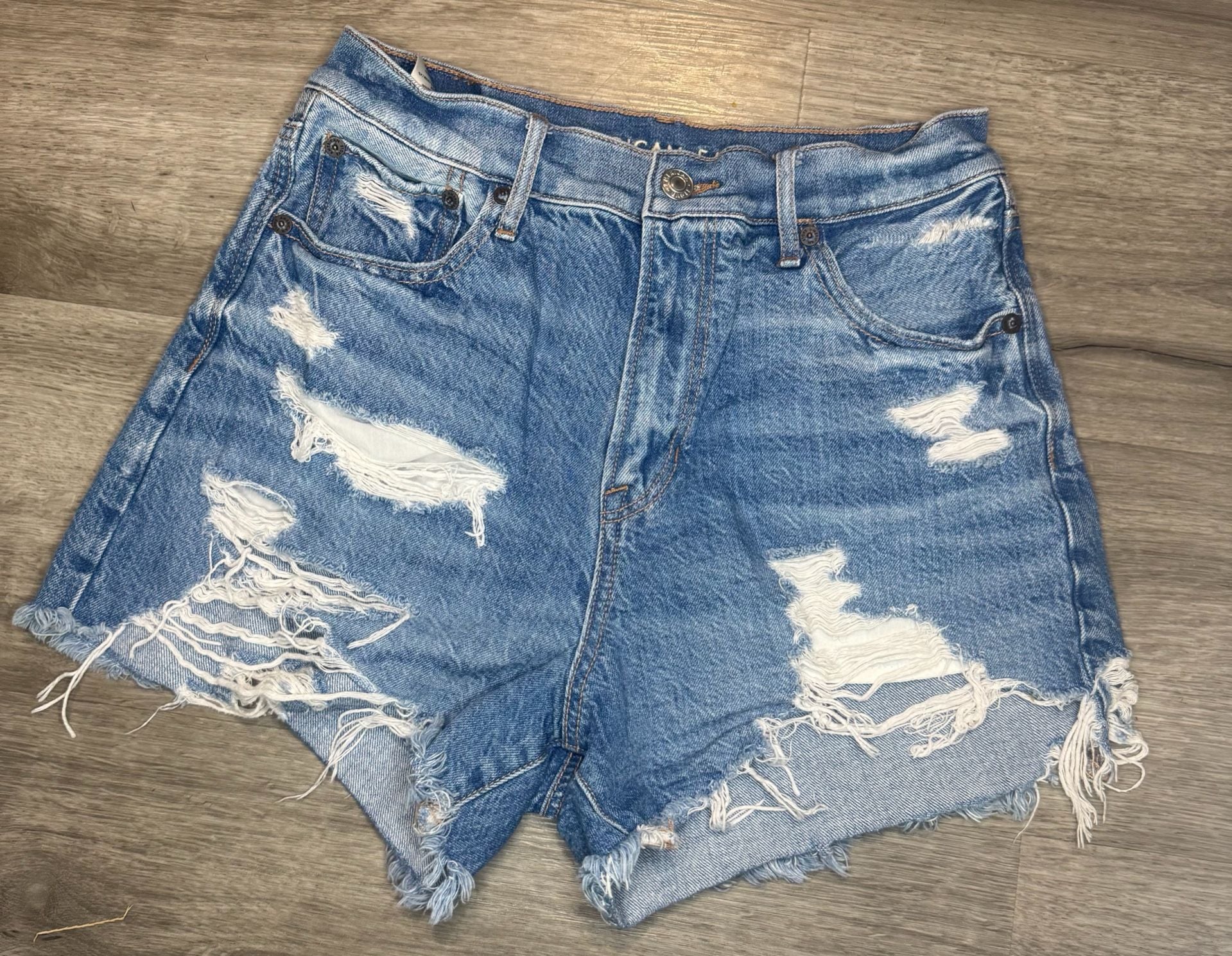 American Eagle Denim Shorts Size 8 Distressed Ripped 2