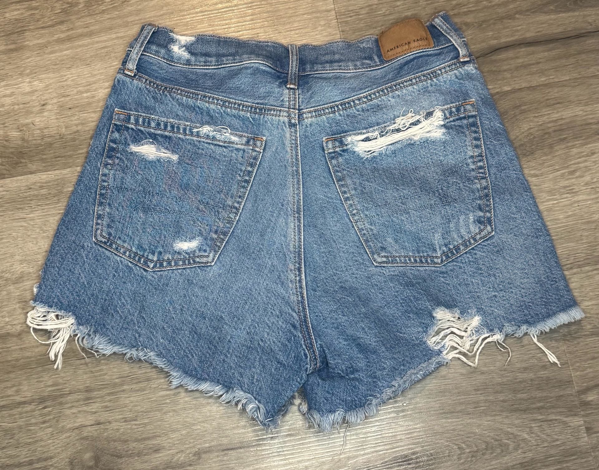 American Eagle Denim Shorts Size 8 Distressed Ripped 3