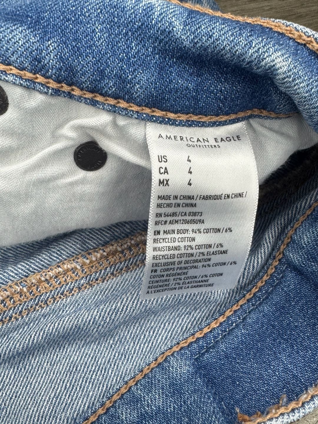 American Eagle Denim Shorts Size 8 Distressed Ripped 5