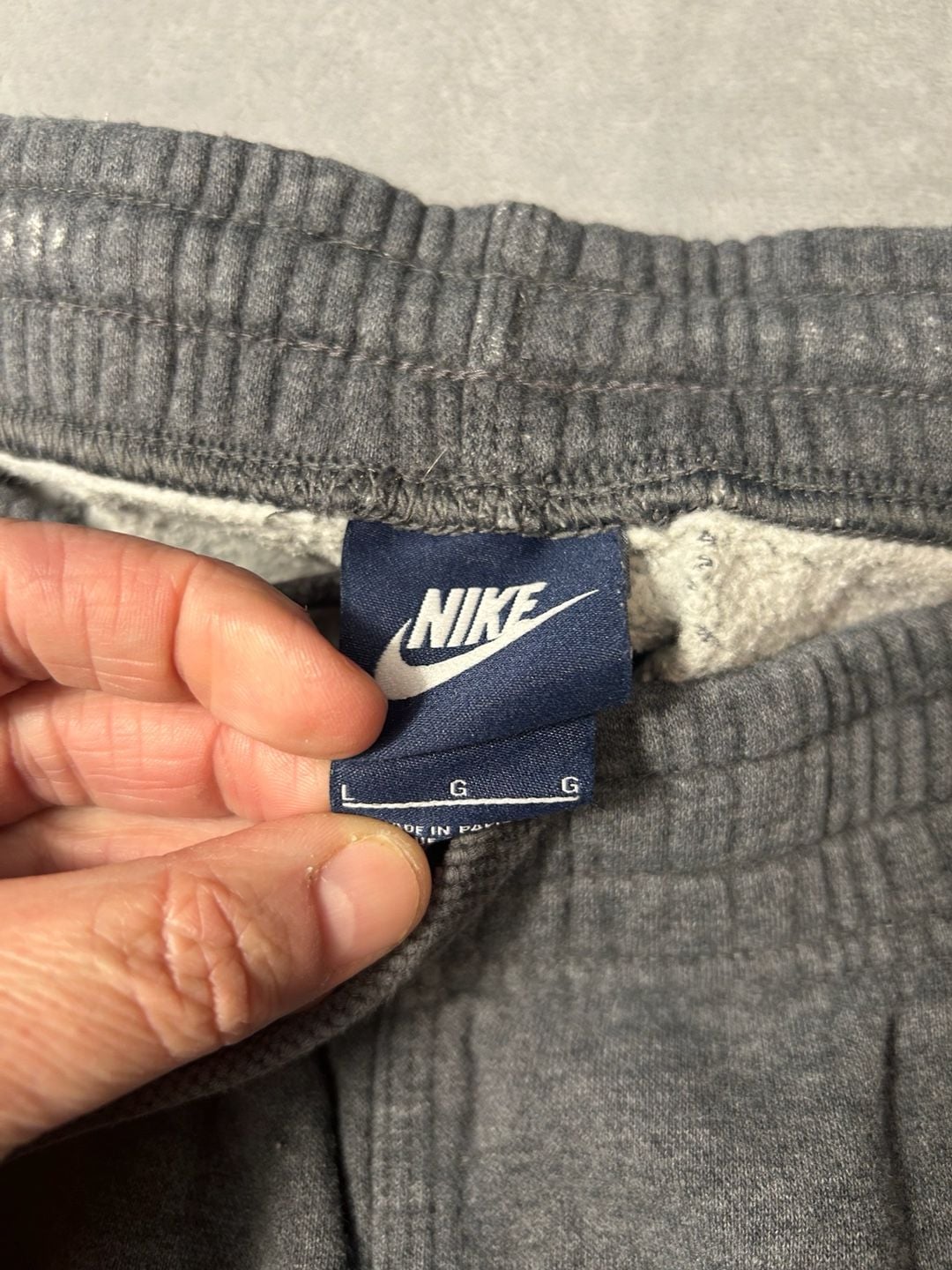 Nike Sweatpants Size L Dark Gray Logo Drawstring Fleece 7