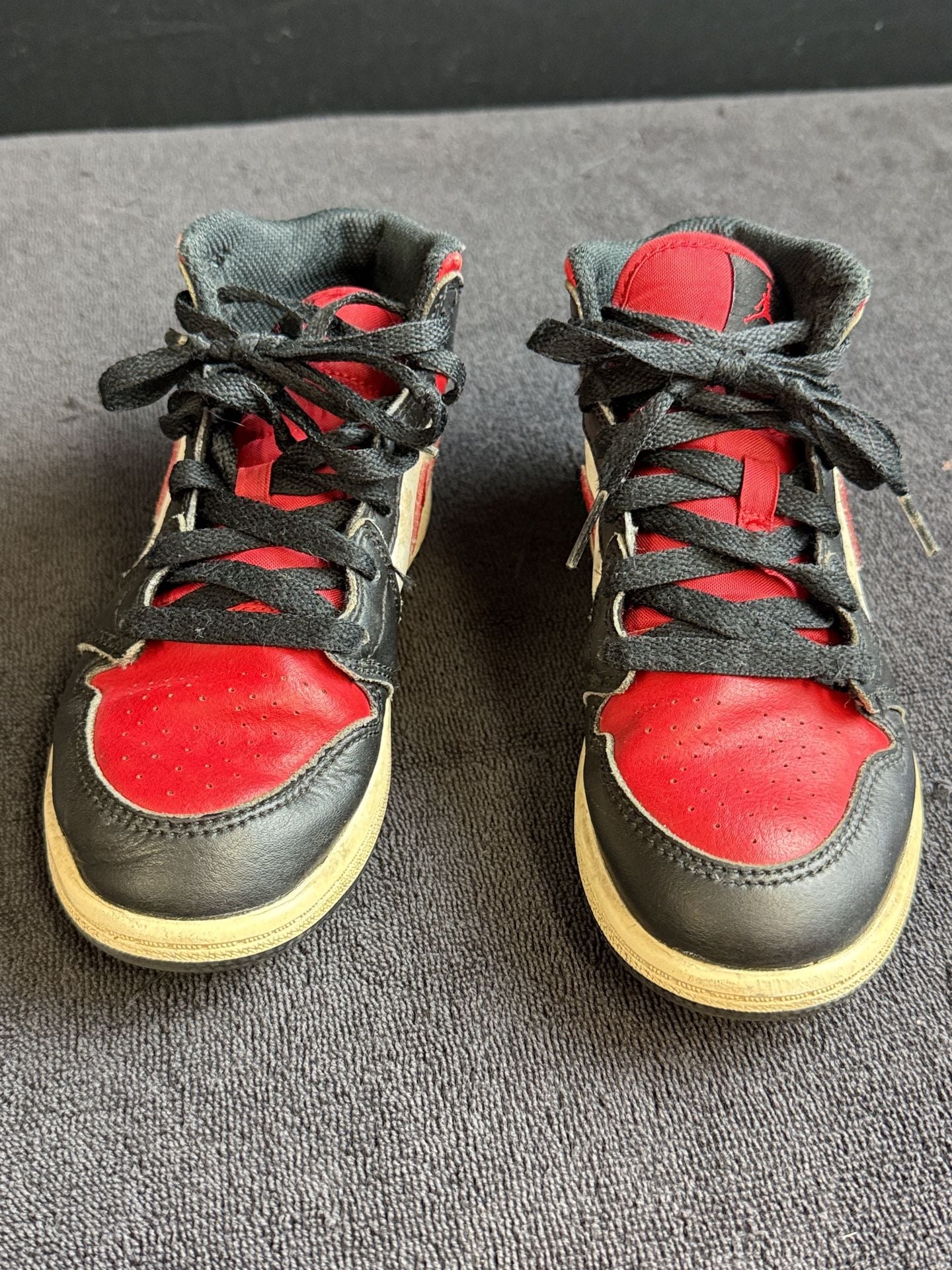 Nike Air Jordan 1 Mid Ultra PK Size 1Y Black Red White Sneakers 4