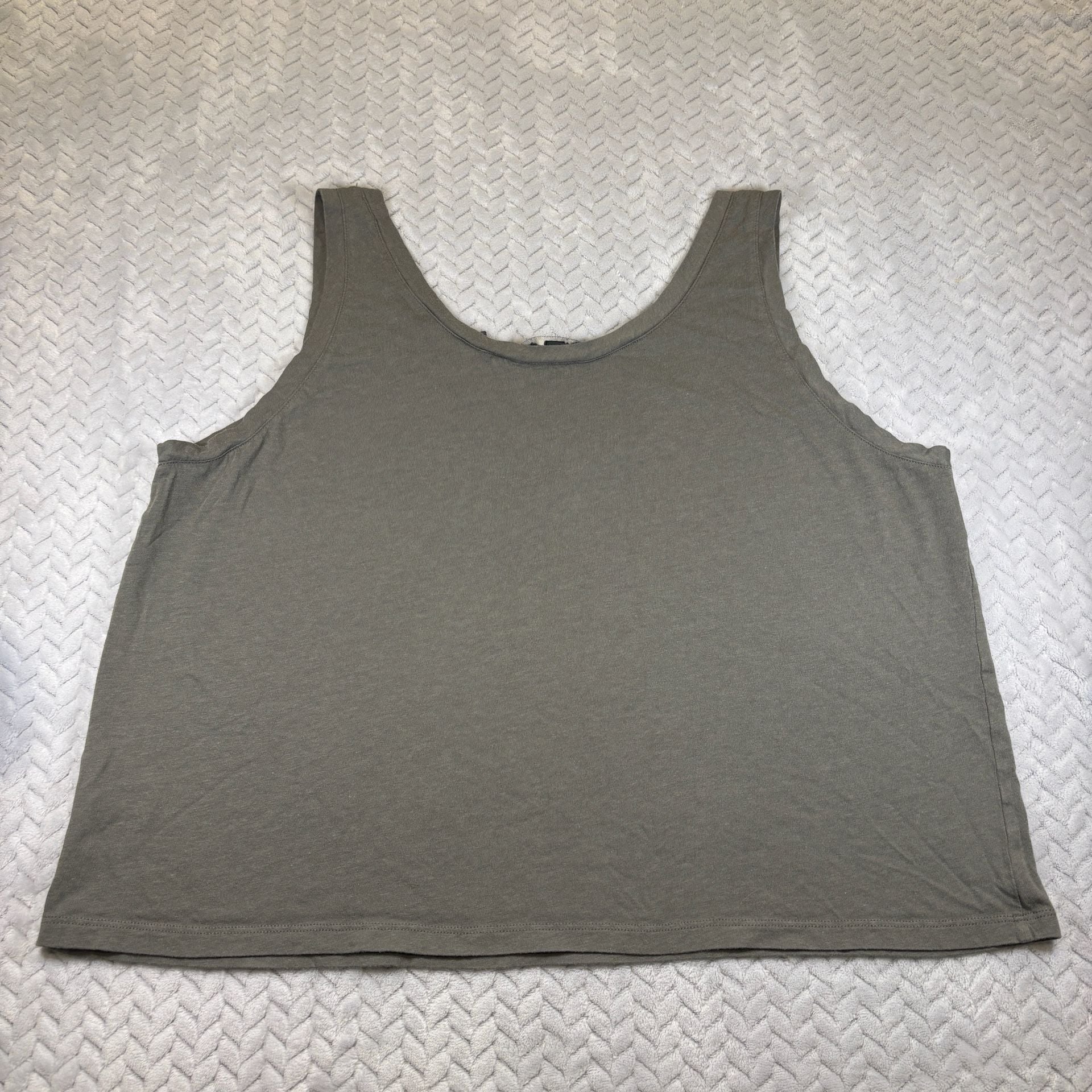 Toad&Co Tank Top Size L Grey Green Cotton Scoop Neck 8
