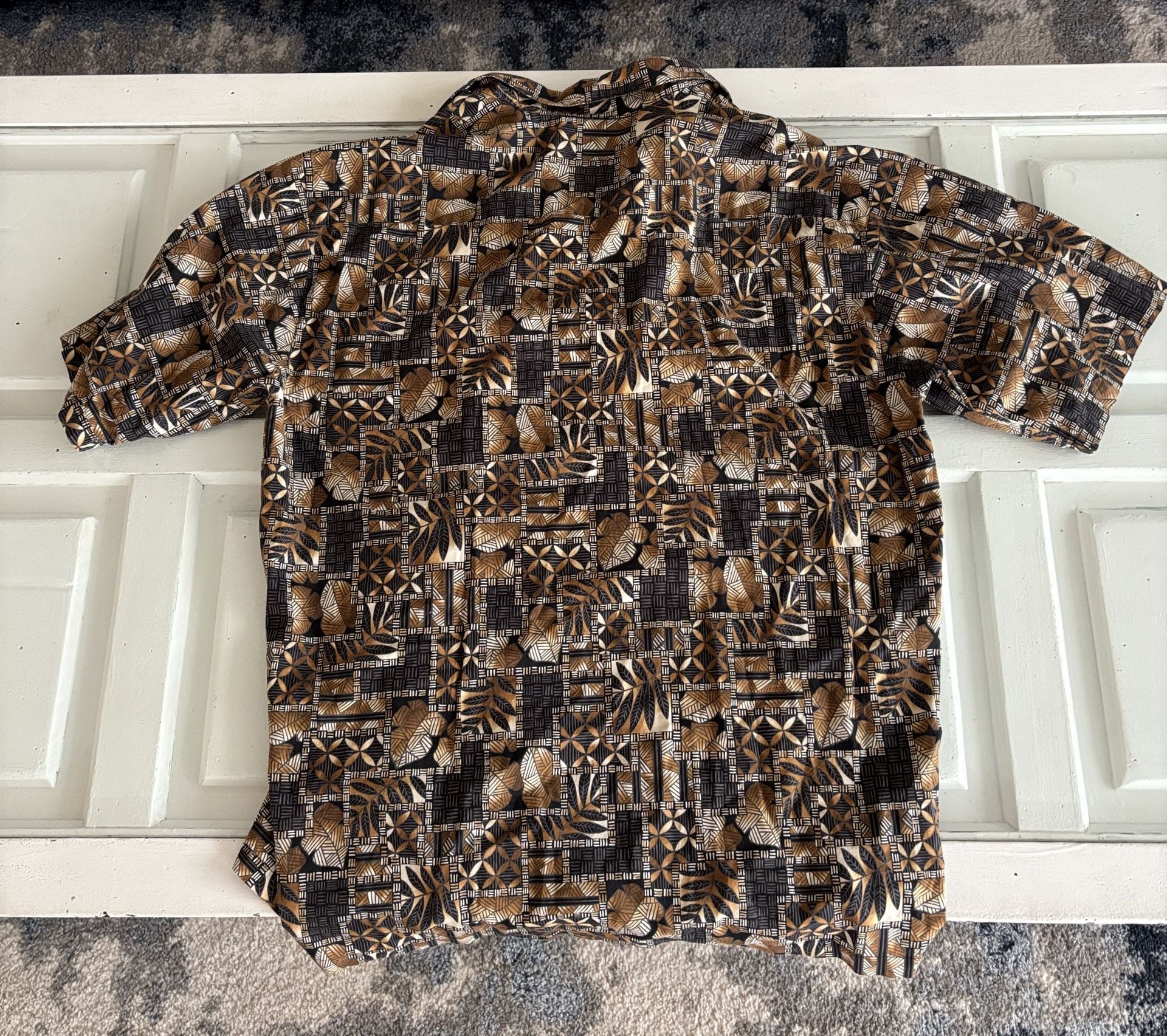 Tori Richard Hawaiian Shirt Size XL Brown Geometric Print Cotton Lawn 4