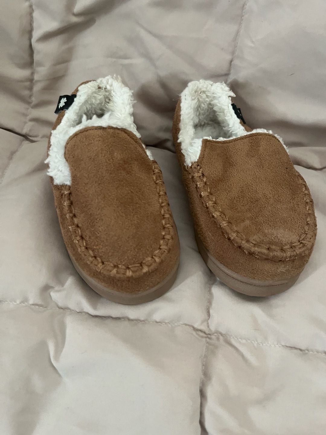 Infant Lucky Brand Slippers Brown Faux Fur Sherpa Lined 3
