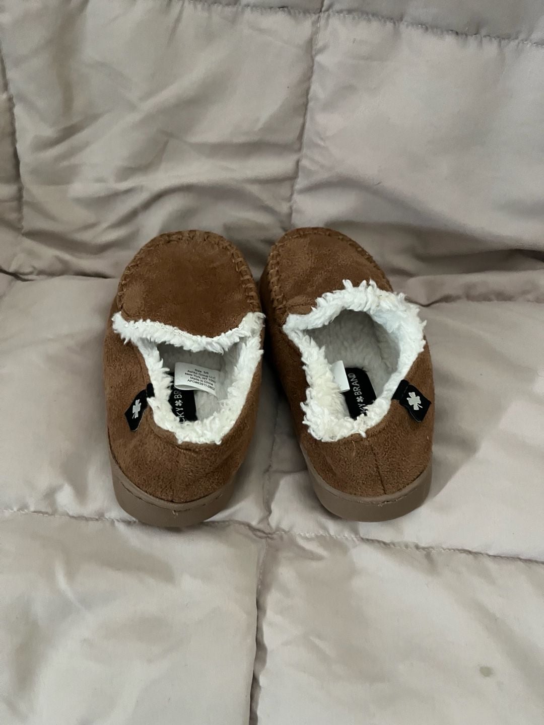 Infant Lucky Brand Slippers Brown Faux Fur Sherpa Lined 5