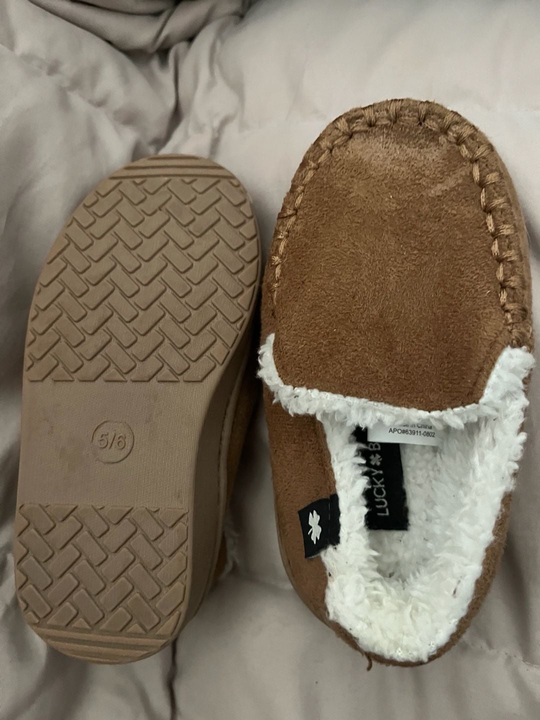 Infant Lucky Brand Slippers Brown Faux Fur Sherpa Lined 7