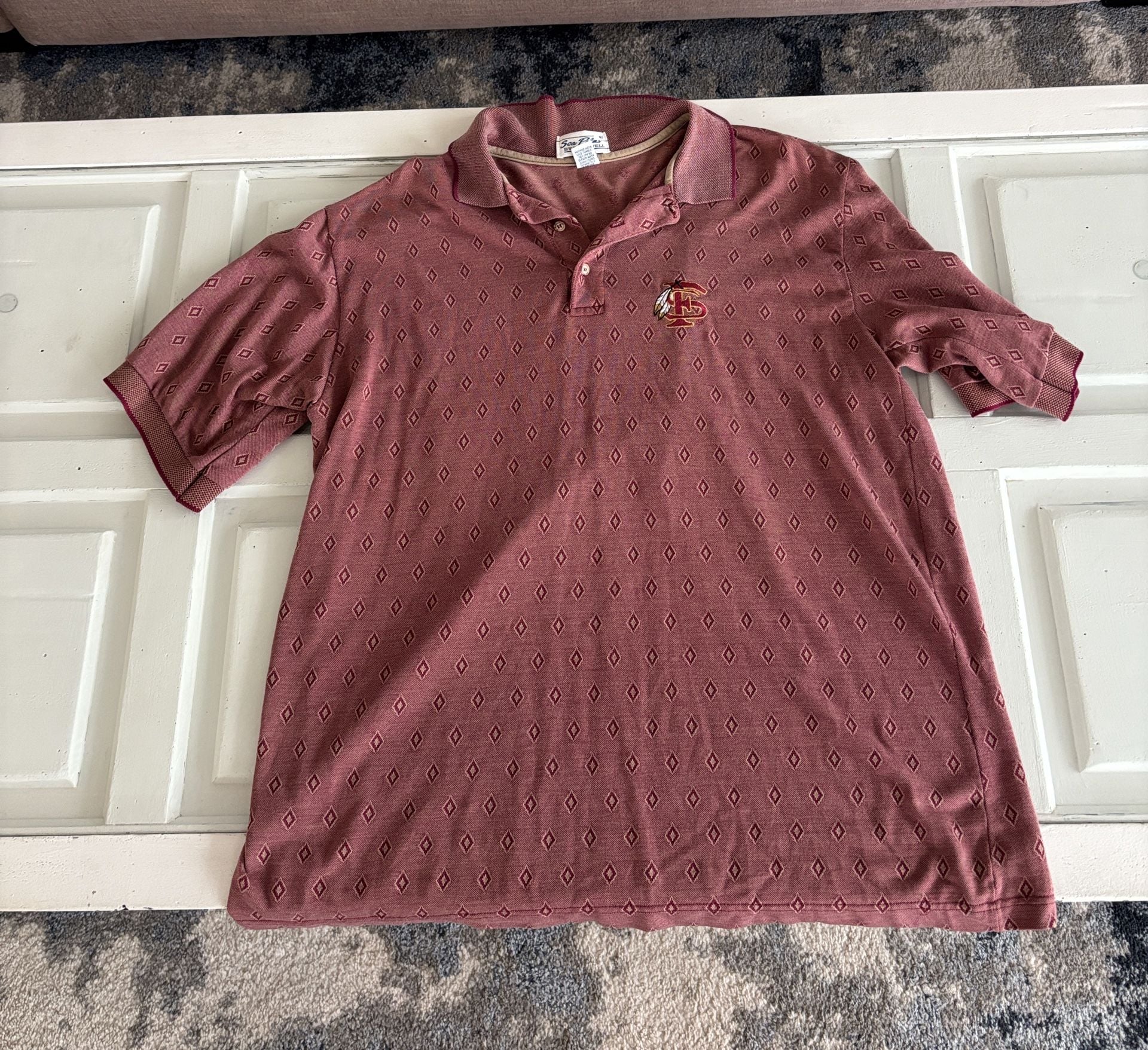 Sea Palms By Hartwell FSU Polo Size L Burgundy Diamond Knit Vintage 2