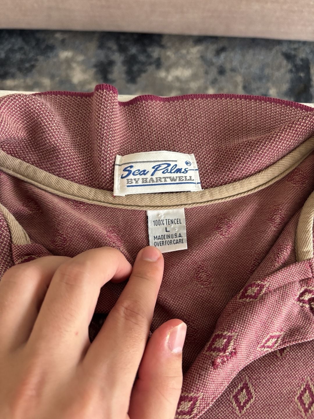 Sea Palms By Hartwell FSU Polo Size L Burgundy Diamond Knit Vintage 4