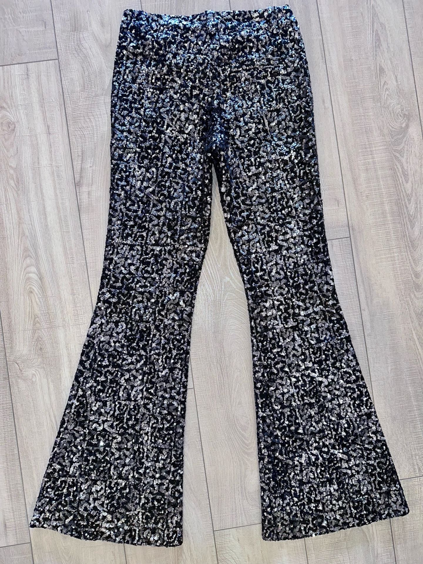 Zadig & Voltaire Défilé Sequin Flare Pants Black Silver 3