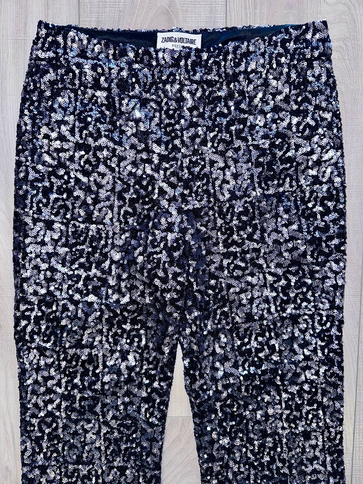 Zadig & Voltaire Défilé Sequin Flare Pants Black Silver 4