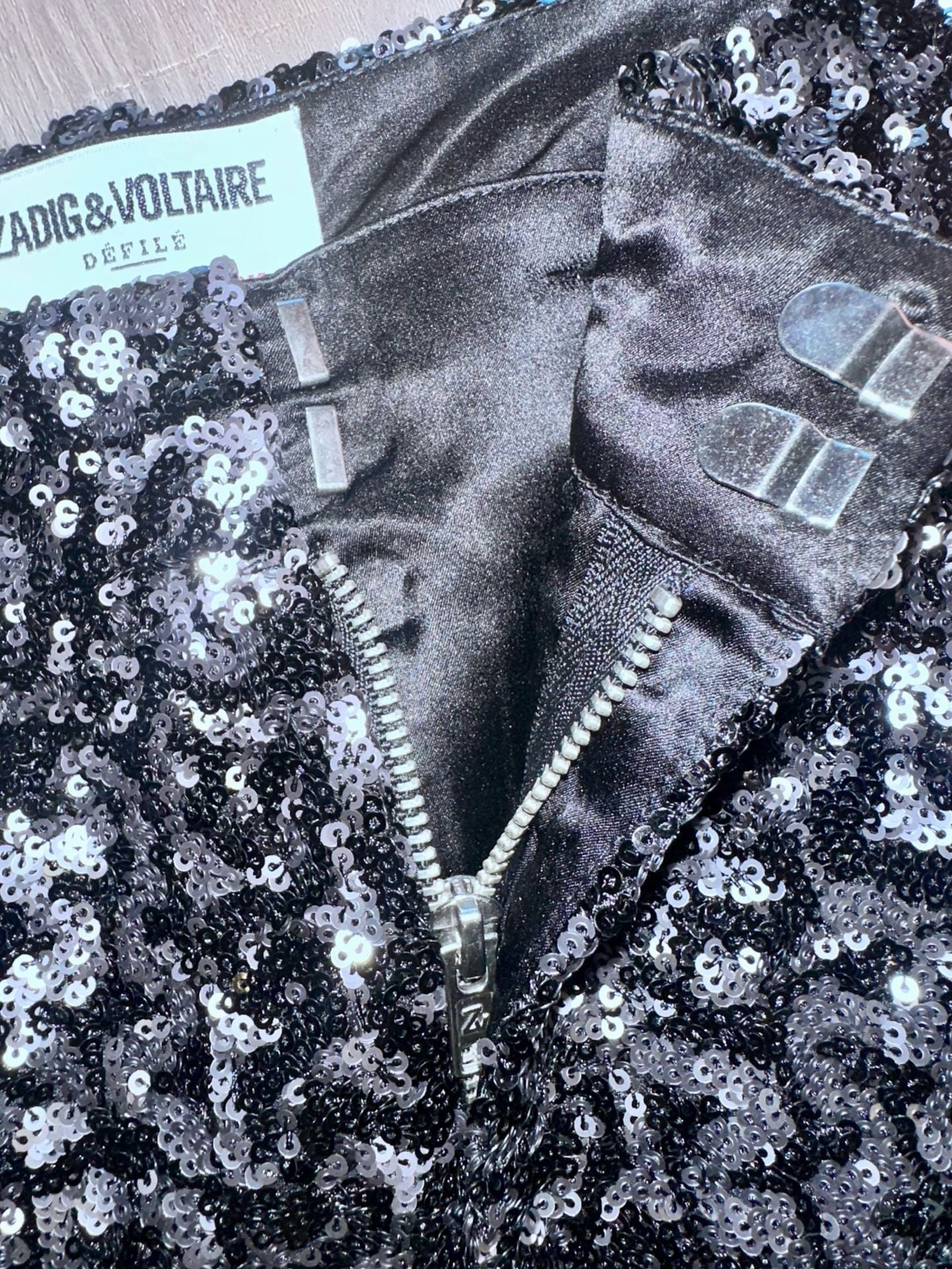 Zadig & Voltaire Défilé Sequin Flare Pants Black Silver 6
