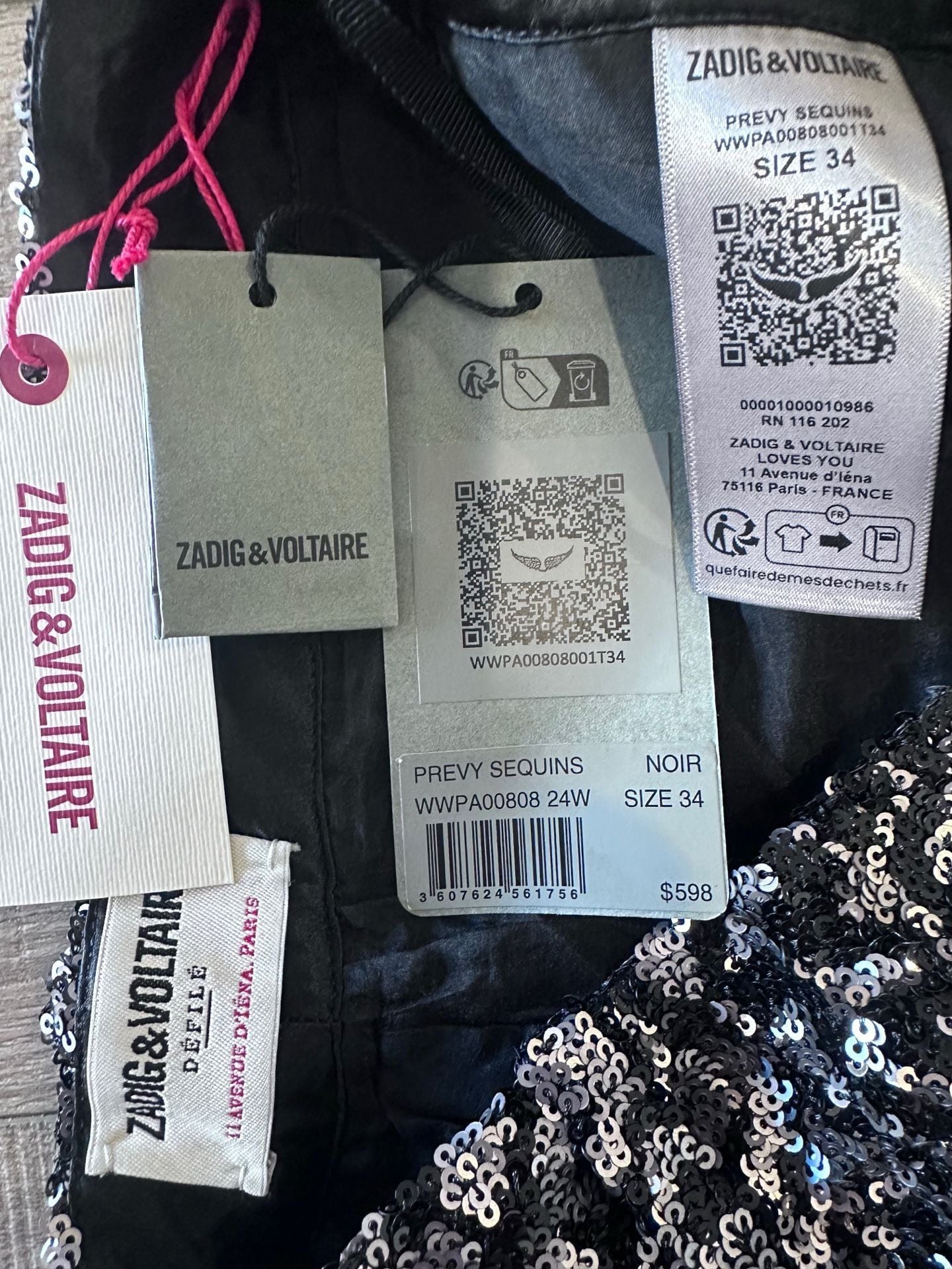 Zadig & Voltaire Défilé Sequin Flare Pants Black Silver 8