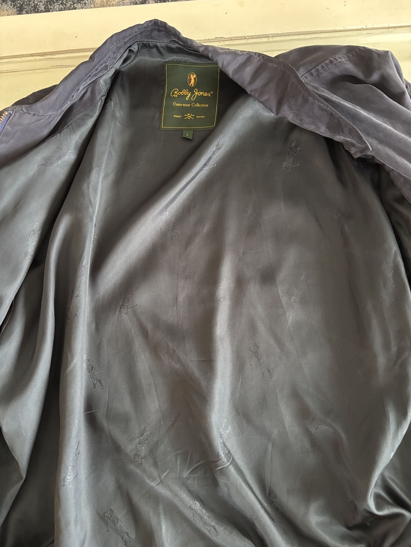 Bobby Jones Outerwear Collection Jacket Size L Navy Silk Full Zip 5