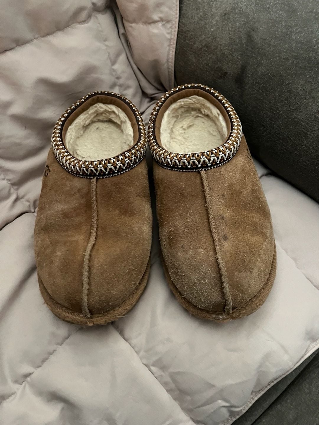 Kids Ugg Scuffette Slippers Brown Suede Shearling 2