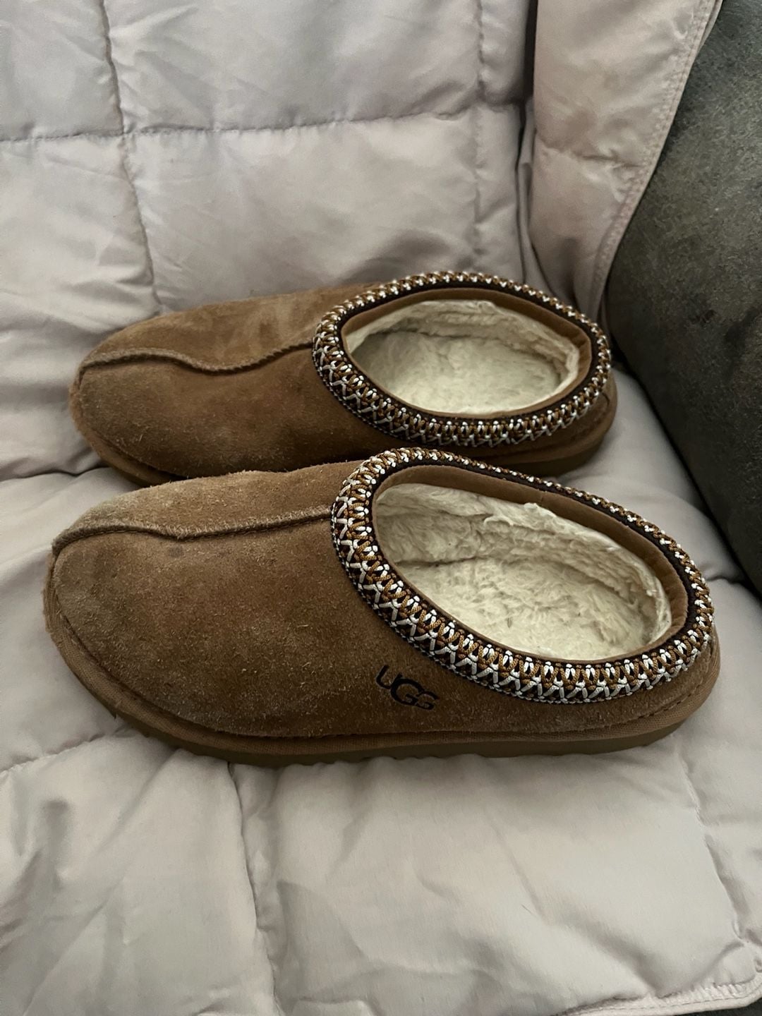 Kids Ugg Scuffette Slippers Brown Suede Shearling 3