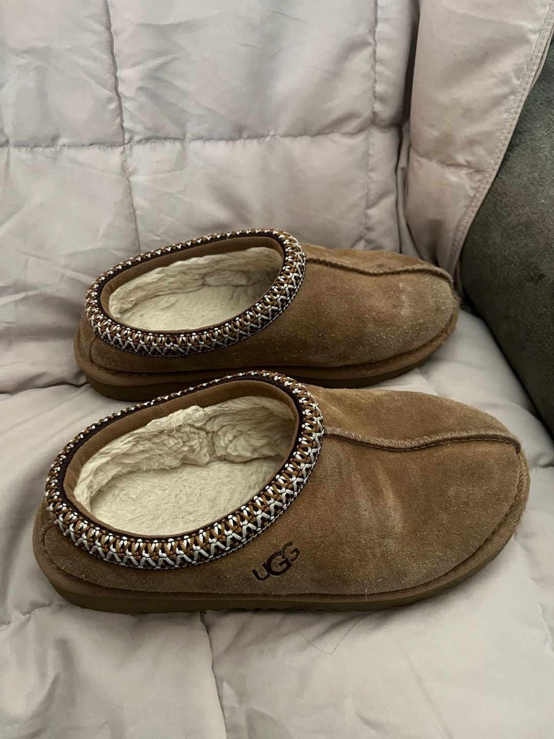 Kids Ugg Scuffette Slippers Brown Suede Shearling 5
