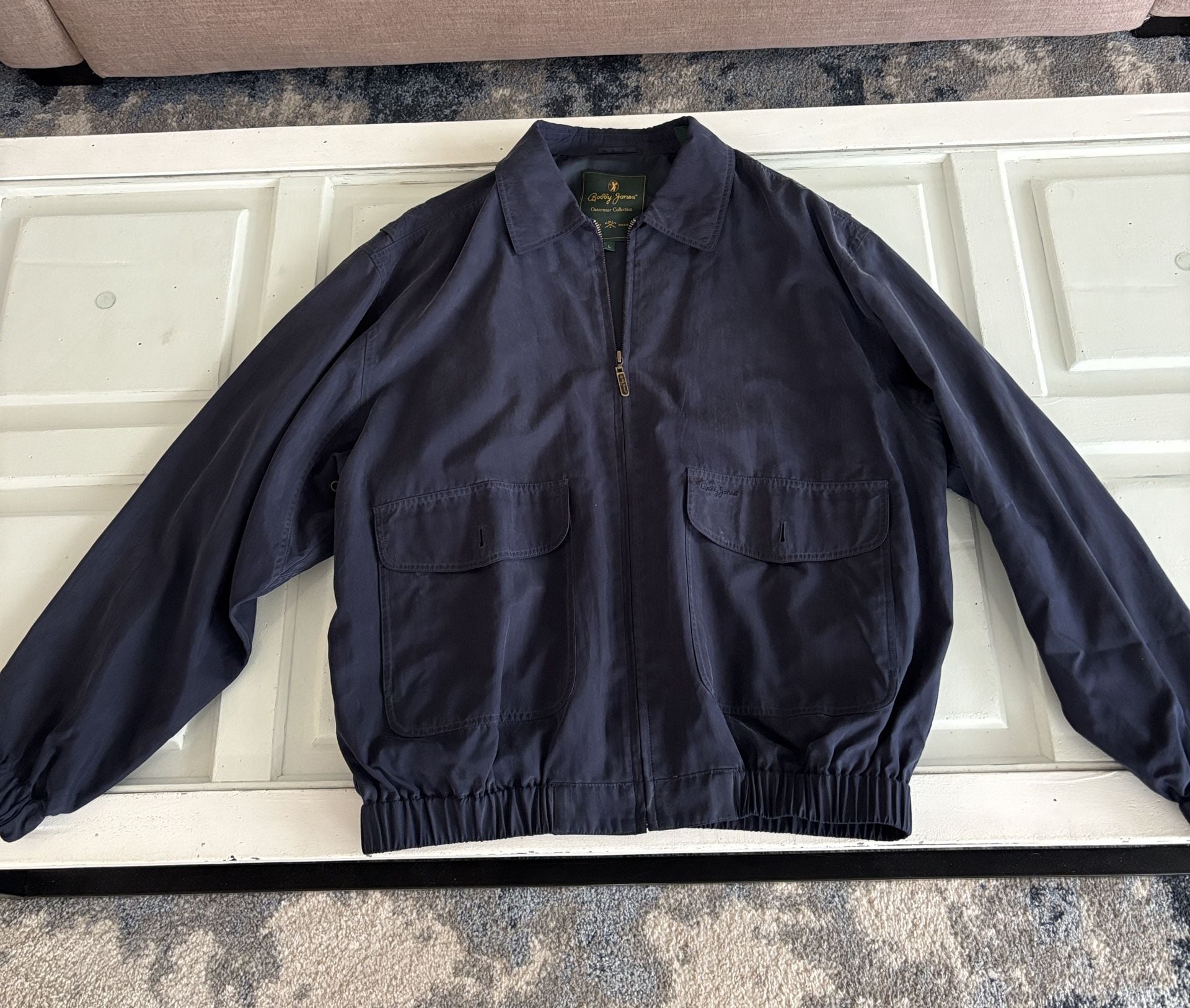 Bobby Jones Outerwear Collection Jacket Size L Navy Silk Full Zip 2