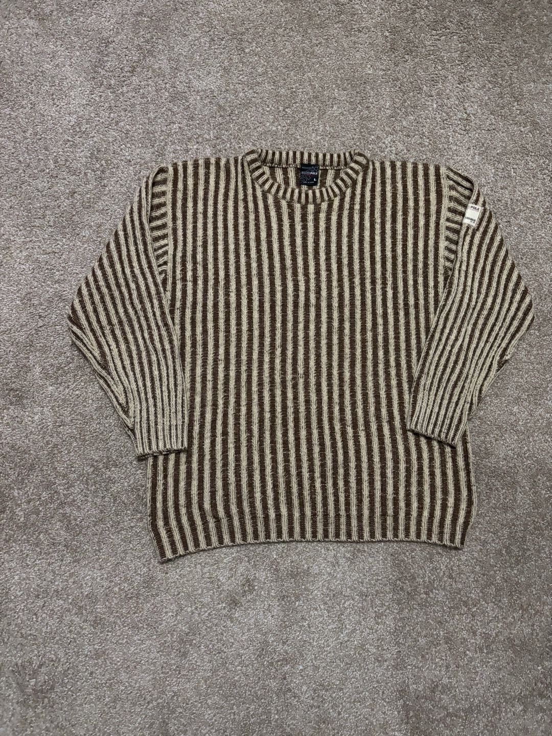 Early 2000s Southpole Striped Sweater Size L Brown Cream Knit 2