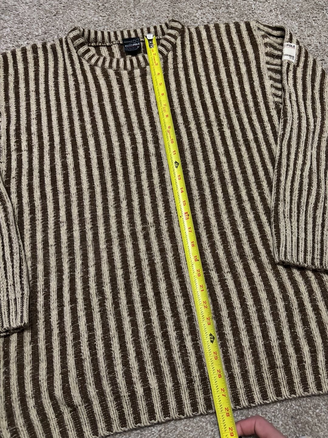 Early 2000s Southpole Striped Sweater Size L Brown Cream Knit 4