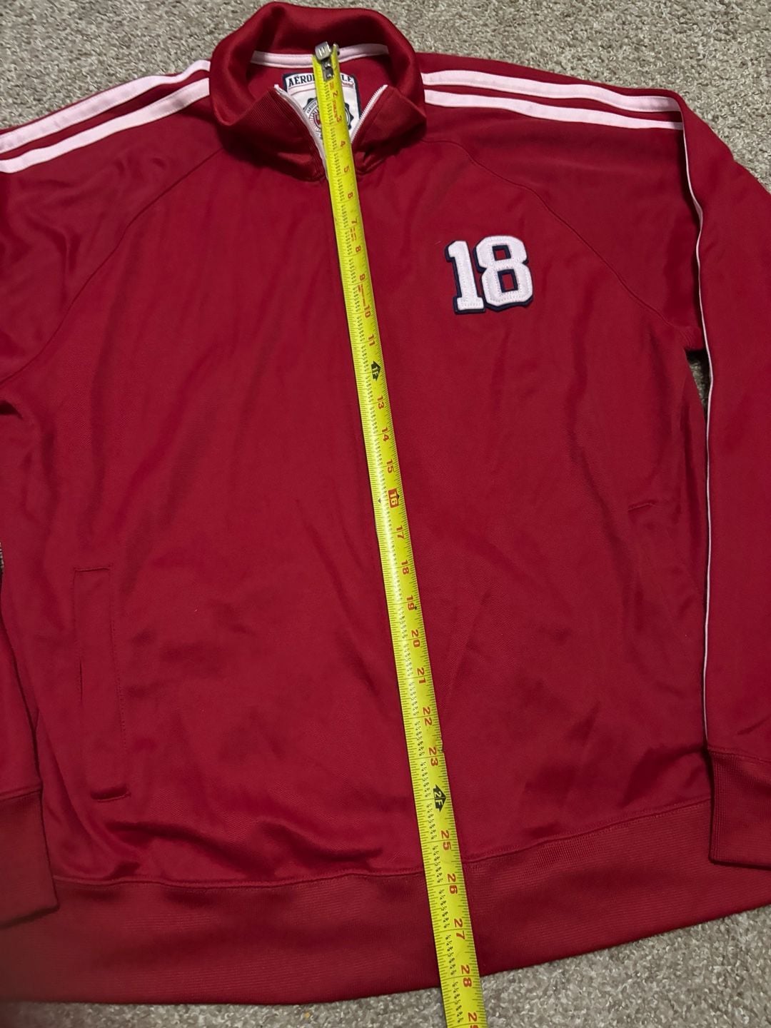 Early 2000s Aeropostale Track Jacket Red White Number 18 4