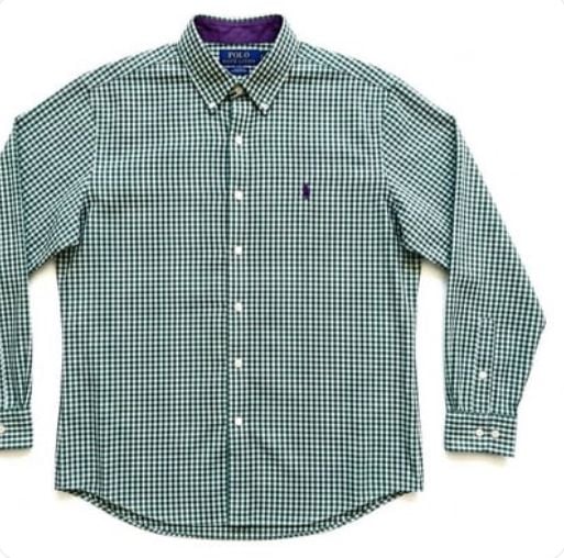 Vintage 90s Ralph Lauren L Golf Tilden Two-Ply Cotton Gingham Button-Down Shirt 2