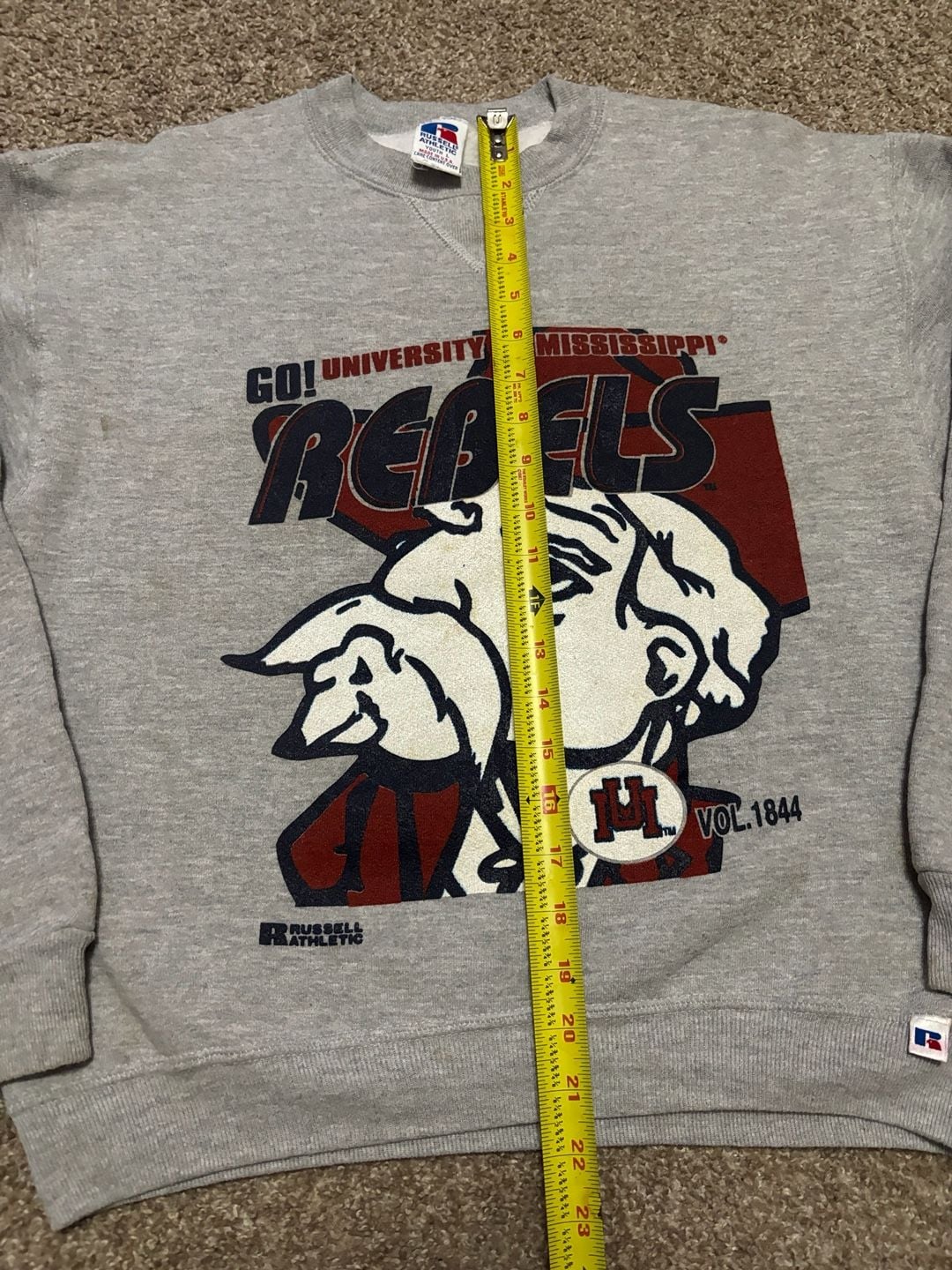1990s Russell Athletic University of Mississippi Rebels Youth L Sweatshirt Gray 4