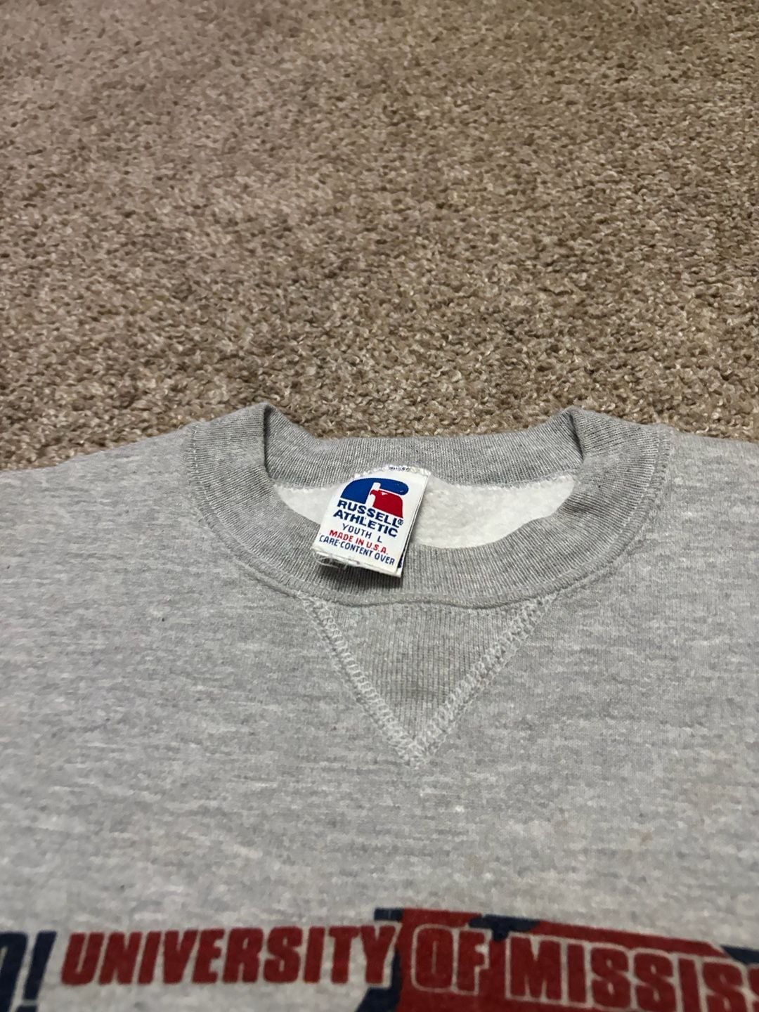 1990s Russell Athletic University of Mississippi Rebels Youth L Sweatshirt Gray 6