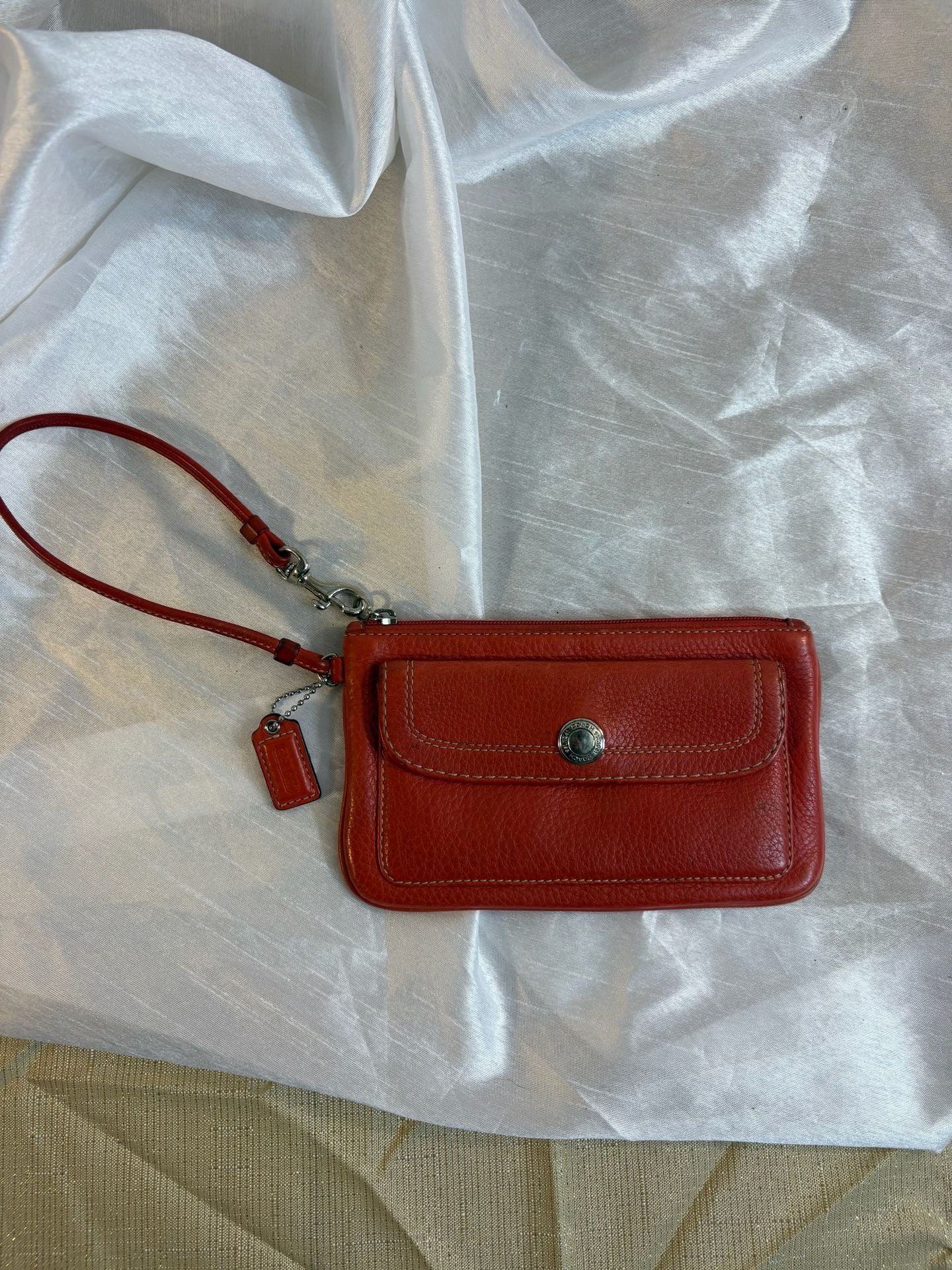 Coach Leather Wristlet Red 2