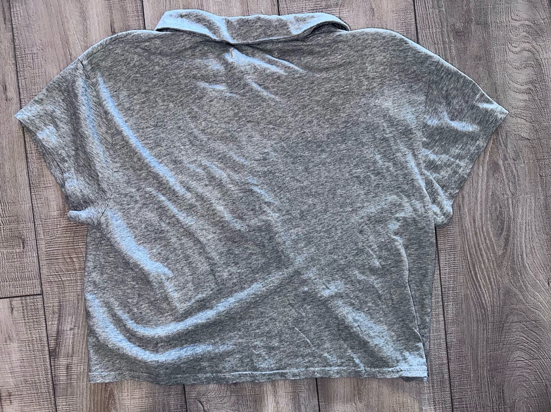 Free People Free-est Polo Shirt Size M Heather Grey Cotton Crop Top 3