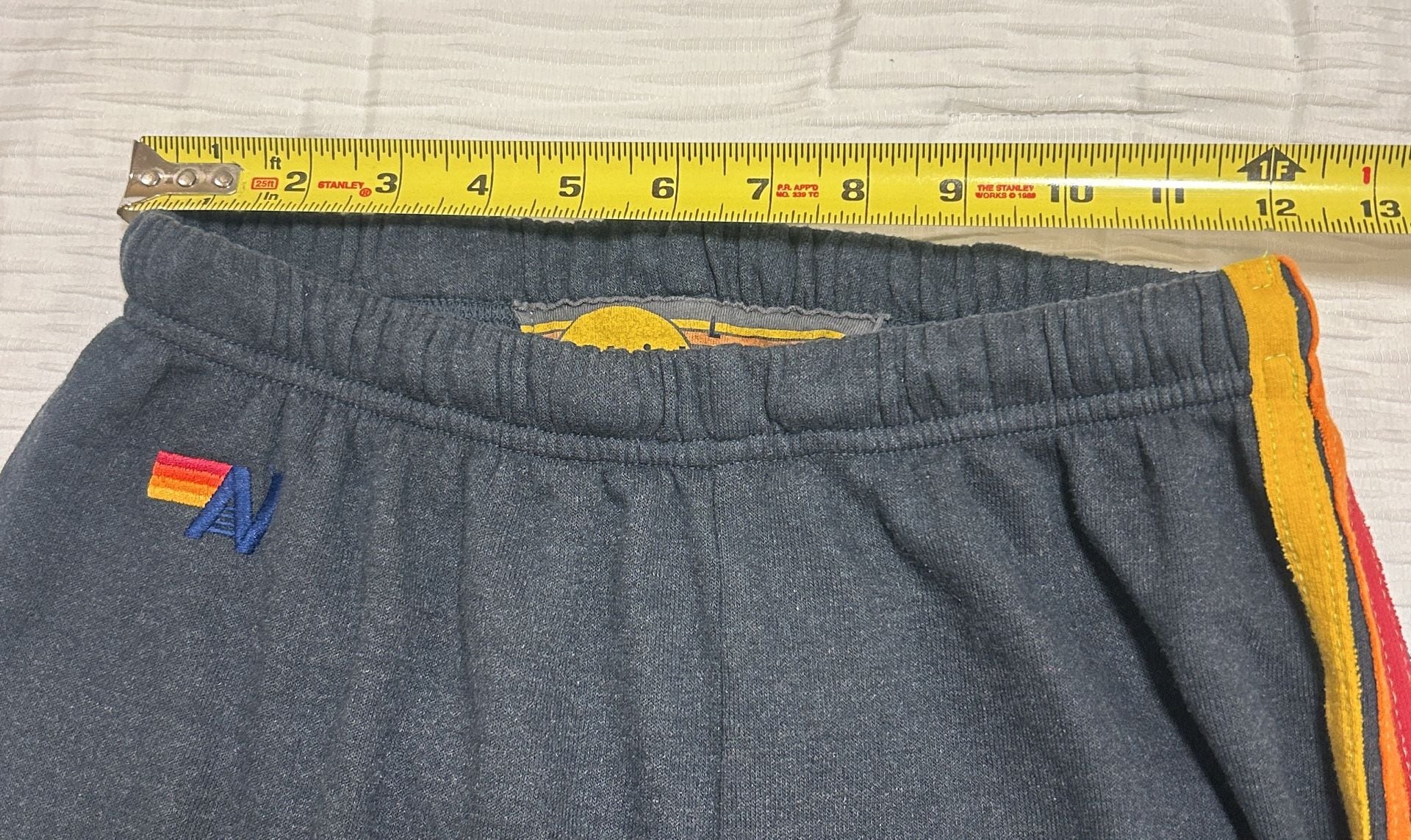 Aviator Nation 5-Stripe Sweatpants Size L Charcoal Rainbow 12