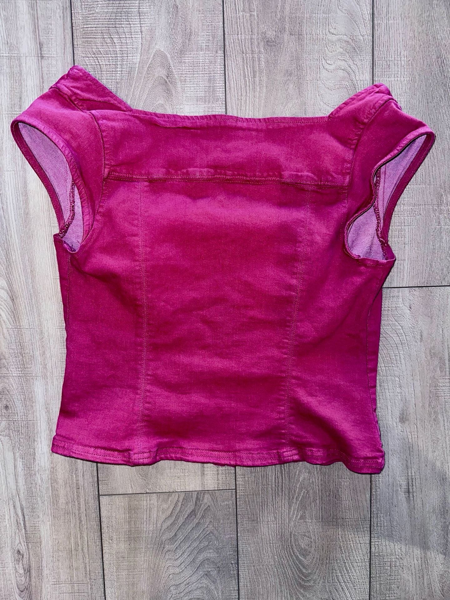 Free People Baroque Denim Corset Top Size M Red 3