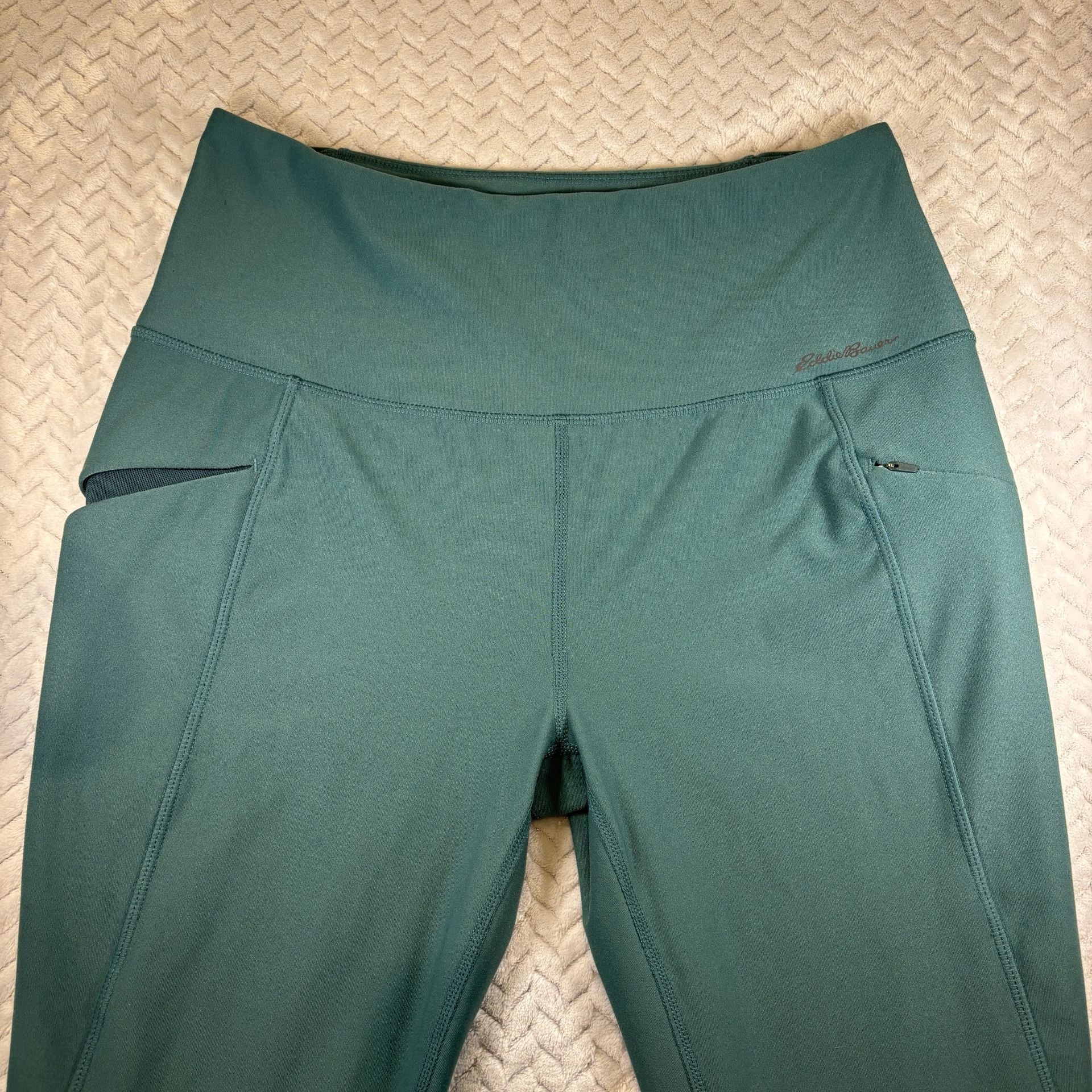 Eddie Bauer Womens Leggings Size M Green Athletic Activewear Pants Pocket 5