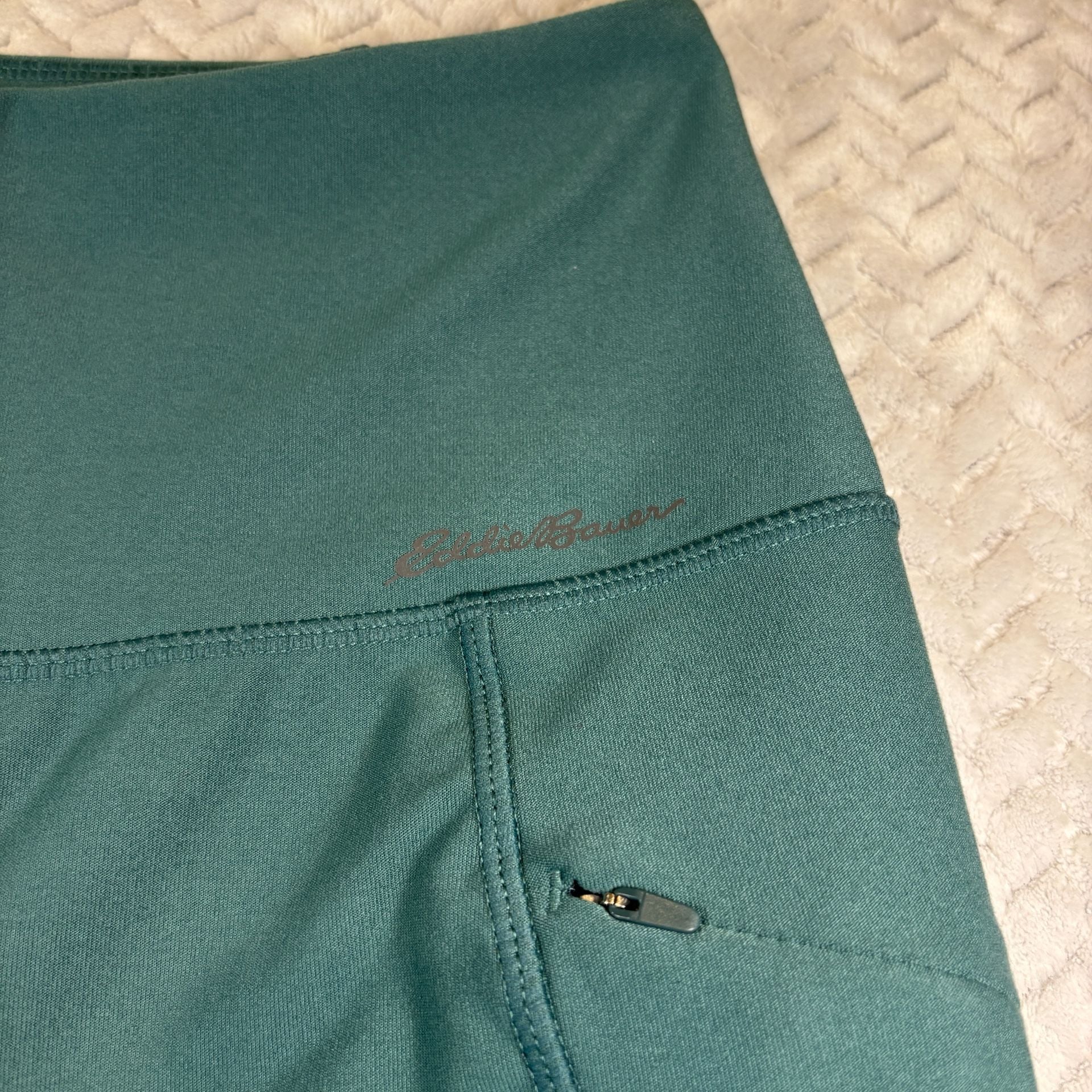 Eddie Bauer Womens Leggings Size M Green Athletic Activewear Pants Pocket 6