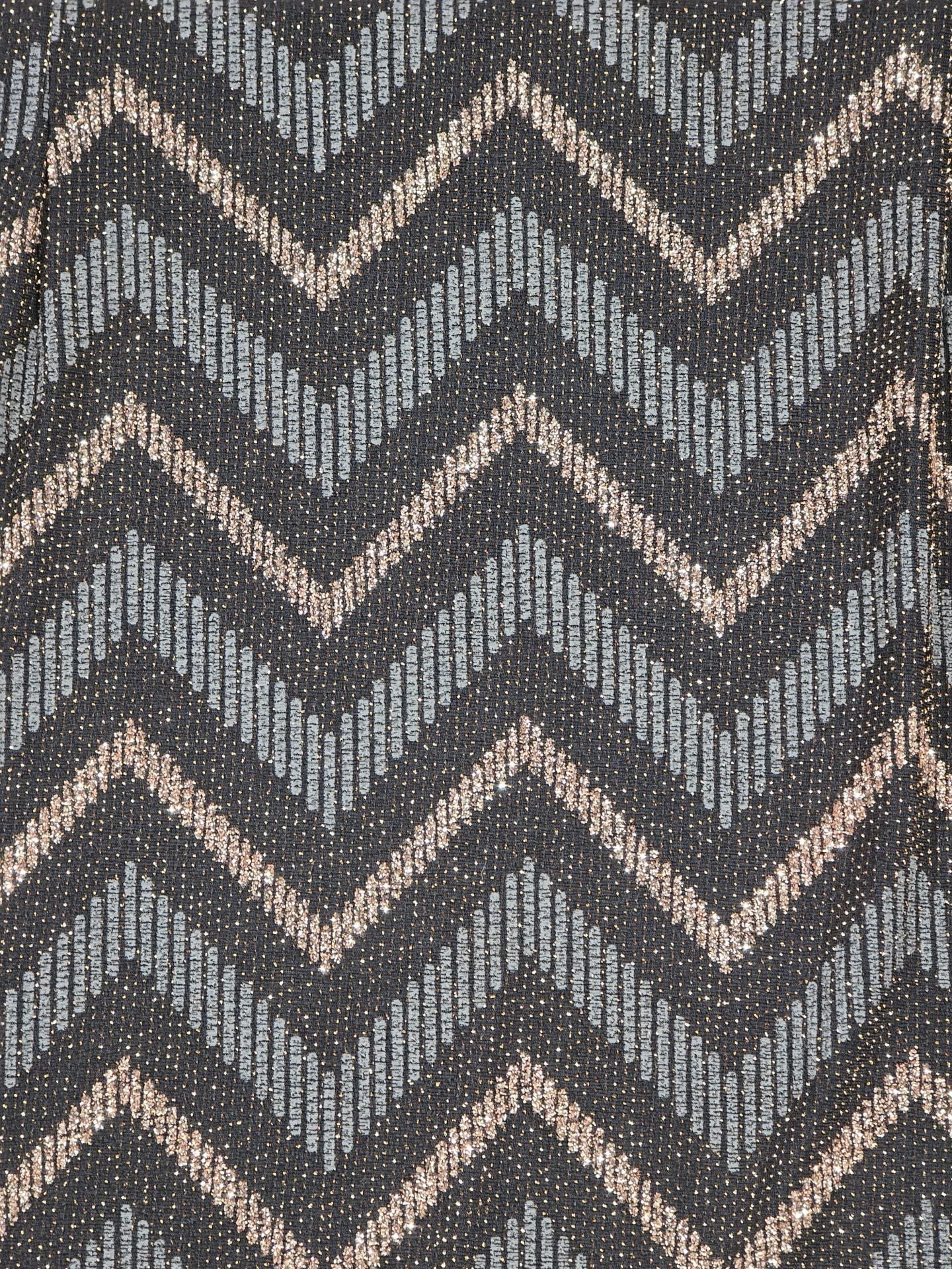 Sandra Darren Metallic Chevron Sheath Dress 3/4 Sleeve Black Size 16 10