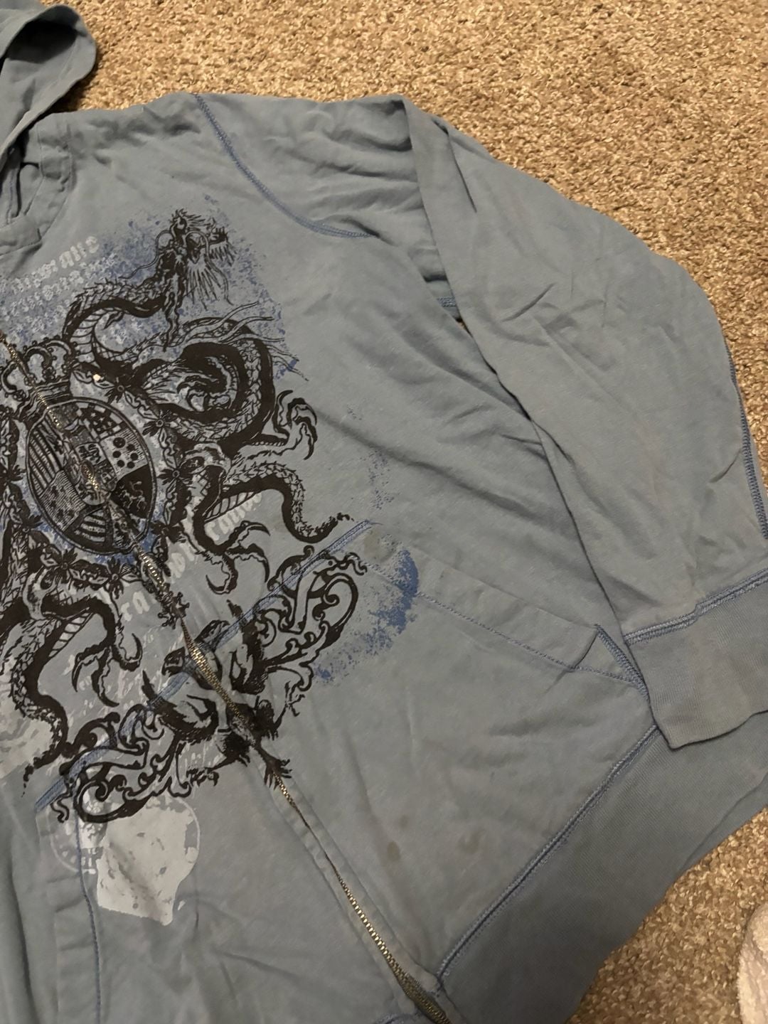 Early 2000s Simple Blue Graphicc Y2am Rubu Full Zip Hoodie Graphic 5