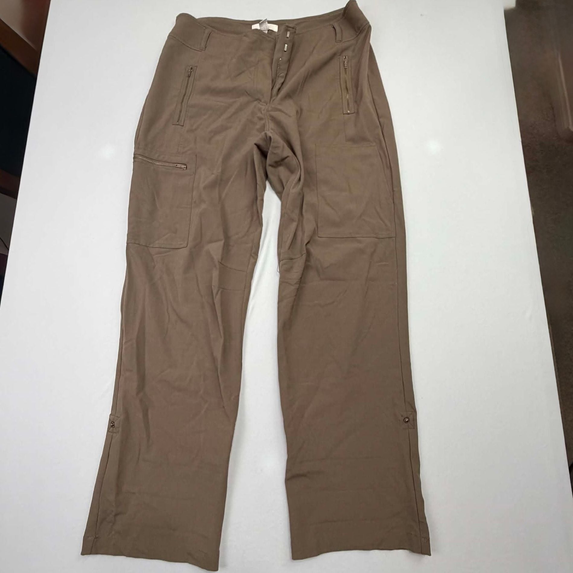 Chico's Cargo Pants Size 2.5 Brown Utility Zip Pocket Travel 2