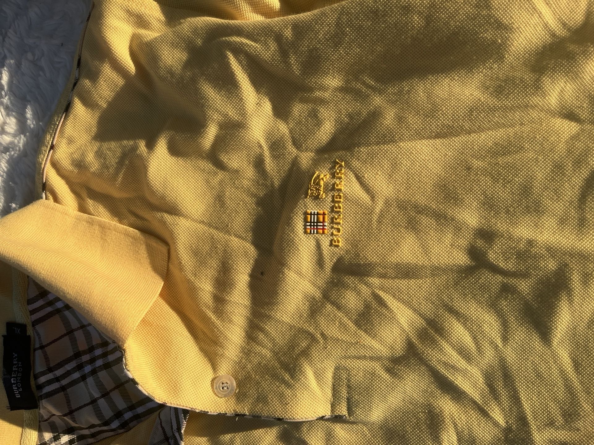 Y2K Burberry London Polo Shirt Size XL Yellow Nova Check Trim 3
