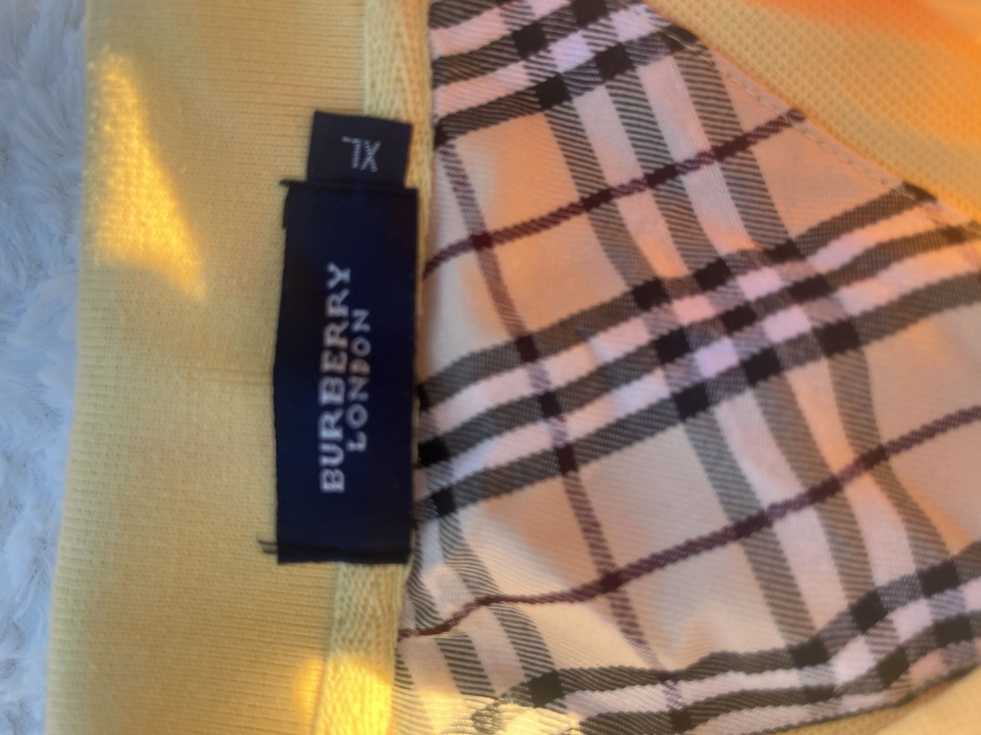 Y2K Burberry London Polo Shirt Size XL Yellow Nova Check Trim 4