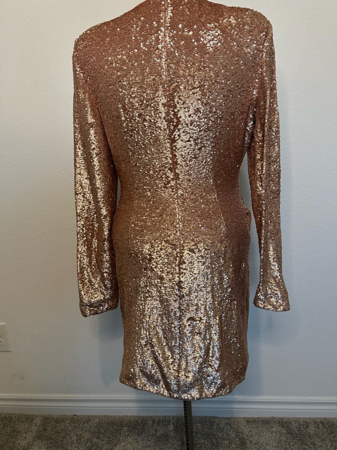 Keepsake Sequin Long Sleeve Mini Dress Rose Gold 3