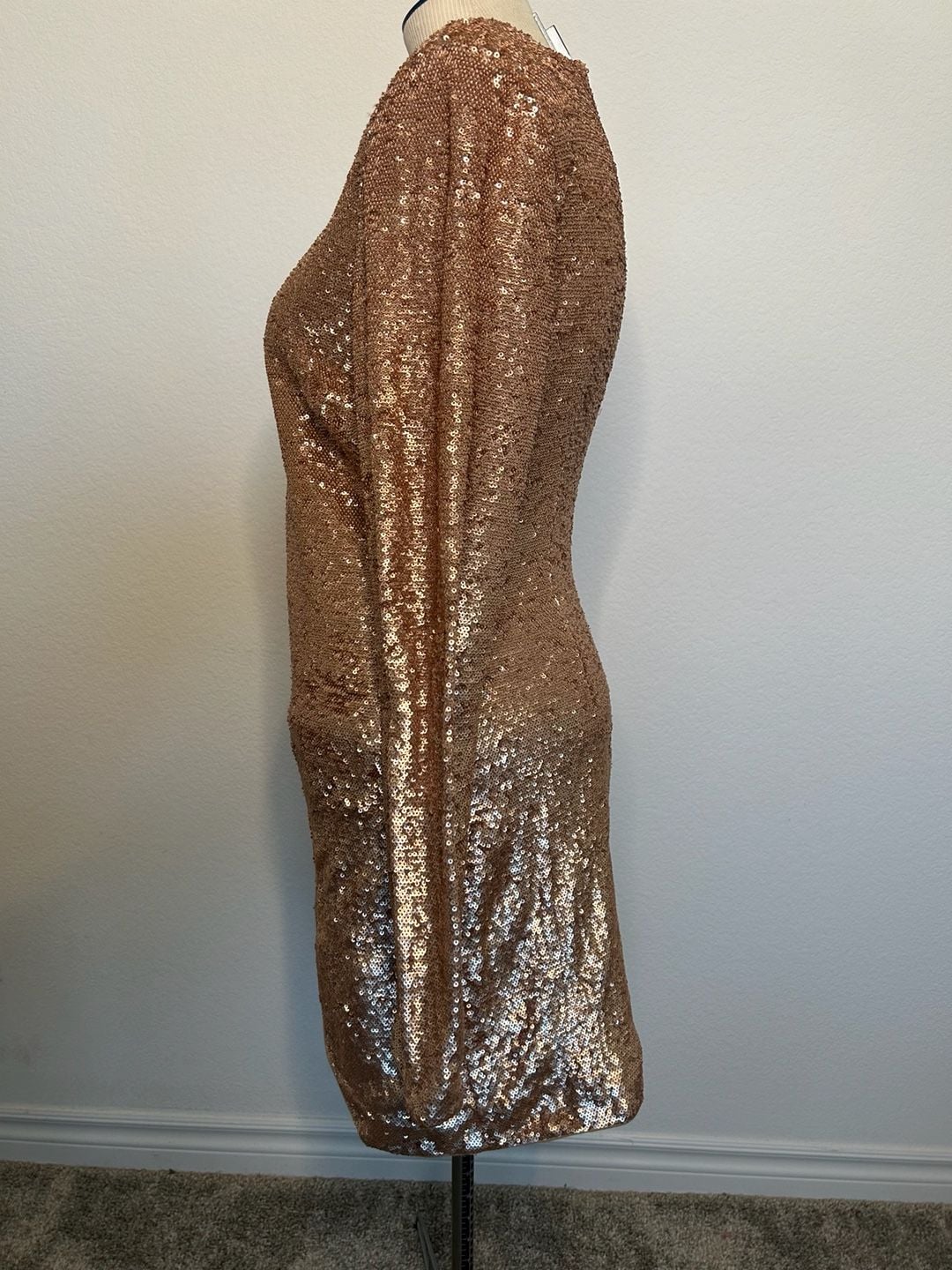 Keepsake Sequin Long Sleeve Mini Dress Rose Gold 4