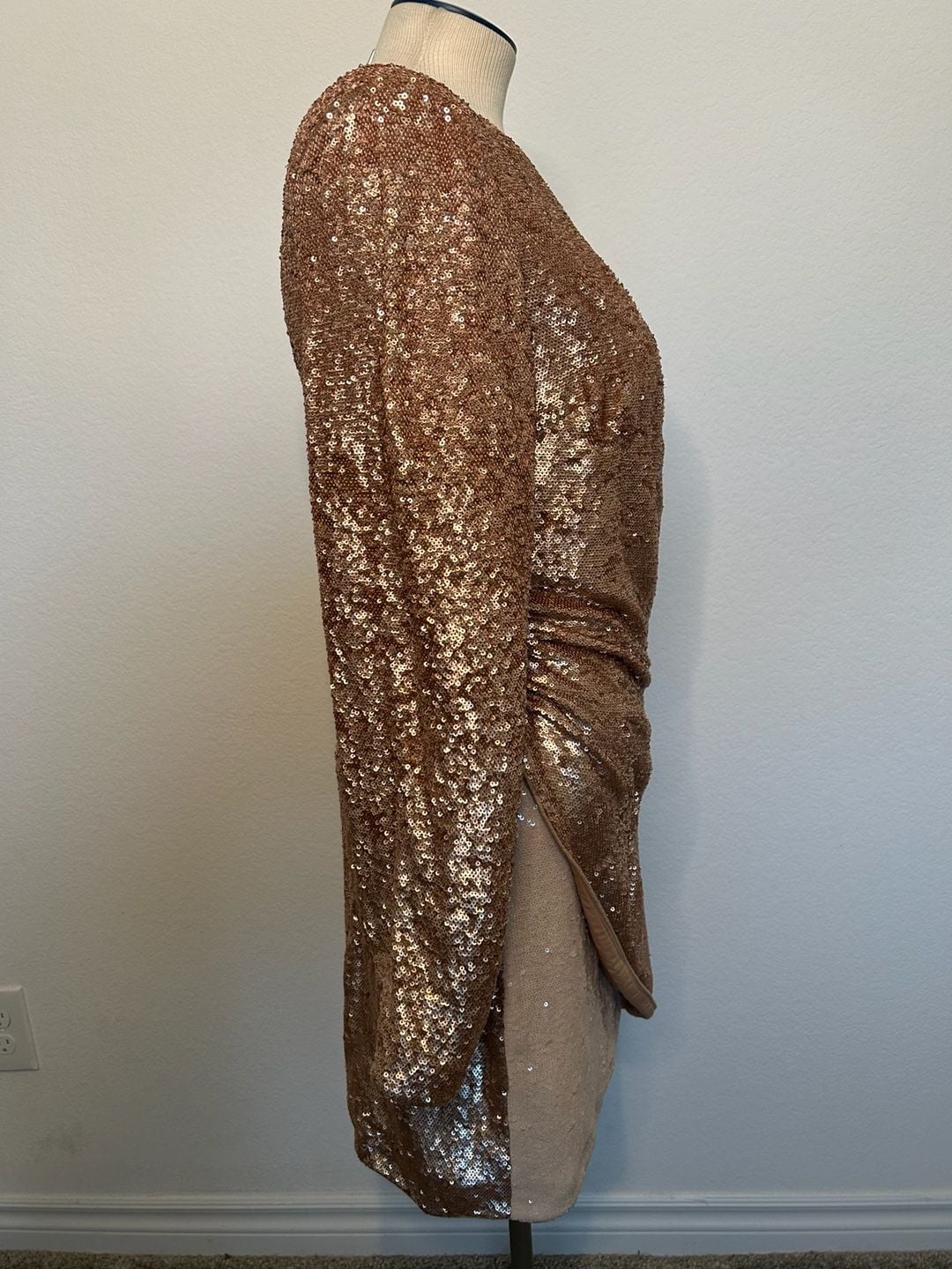 Keepsake Sequin Long Sleeve Mini Dress Rose Gold 5