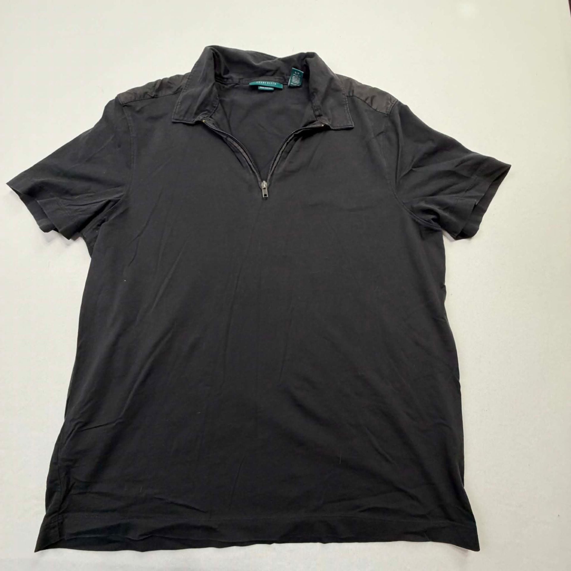 Perry Ellis Half Zip Polo Shirt Size L Black 2