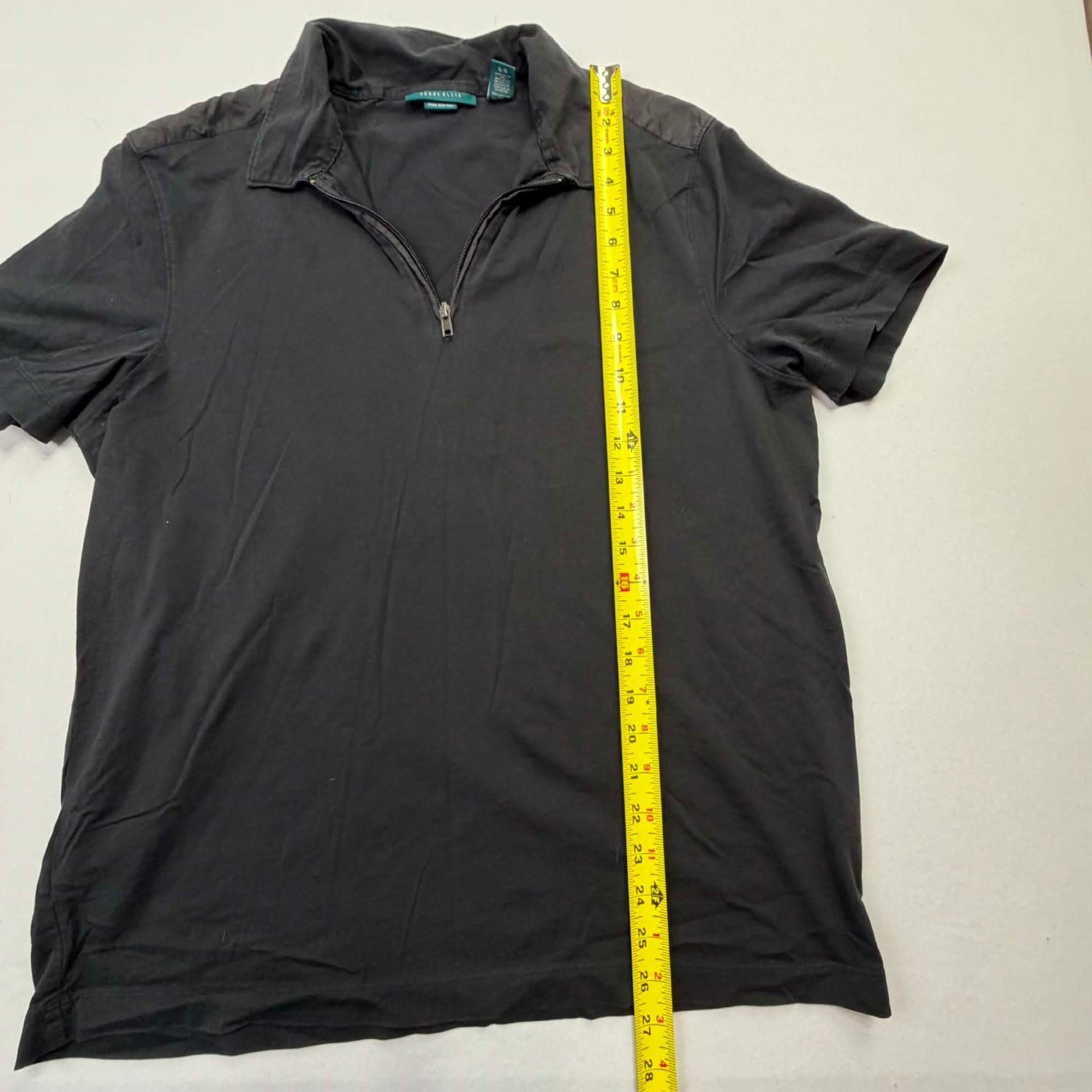 Perry Ellis Half Zip Polo Shirt Size L Black 6