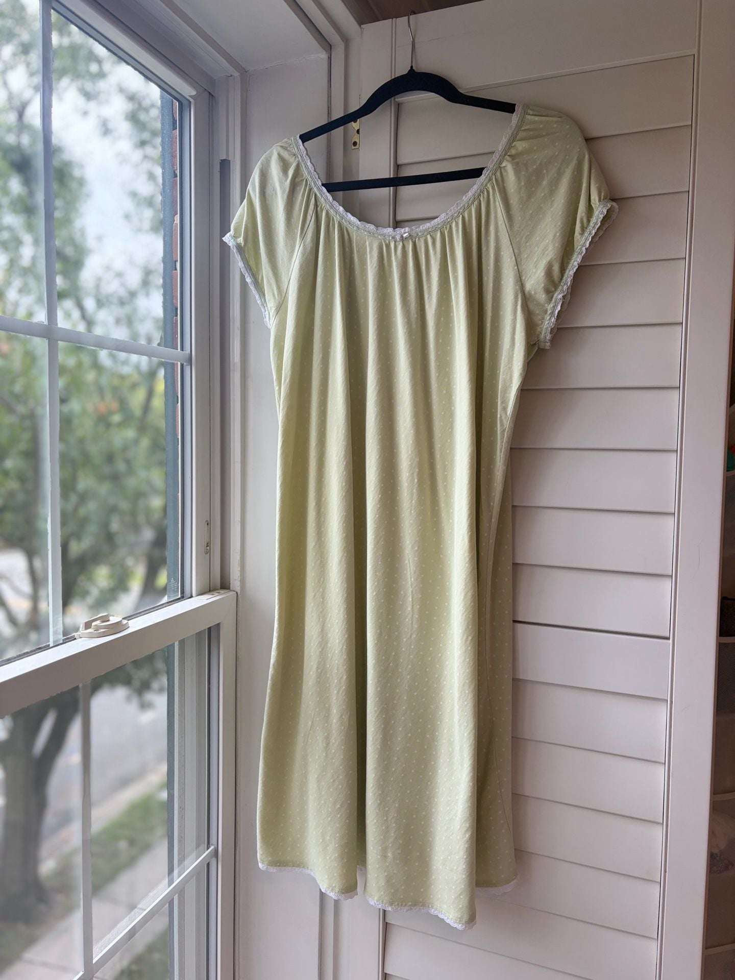 Adorable Delicate Cotton Nightgown Pastel Polka Dot Grandma Cottage 3