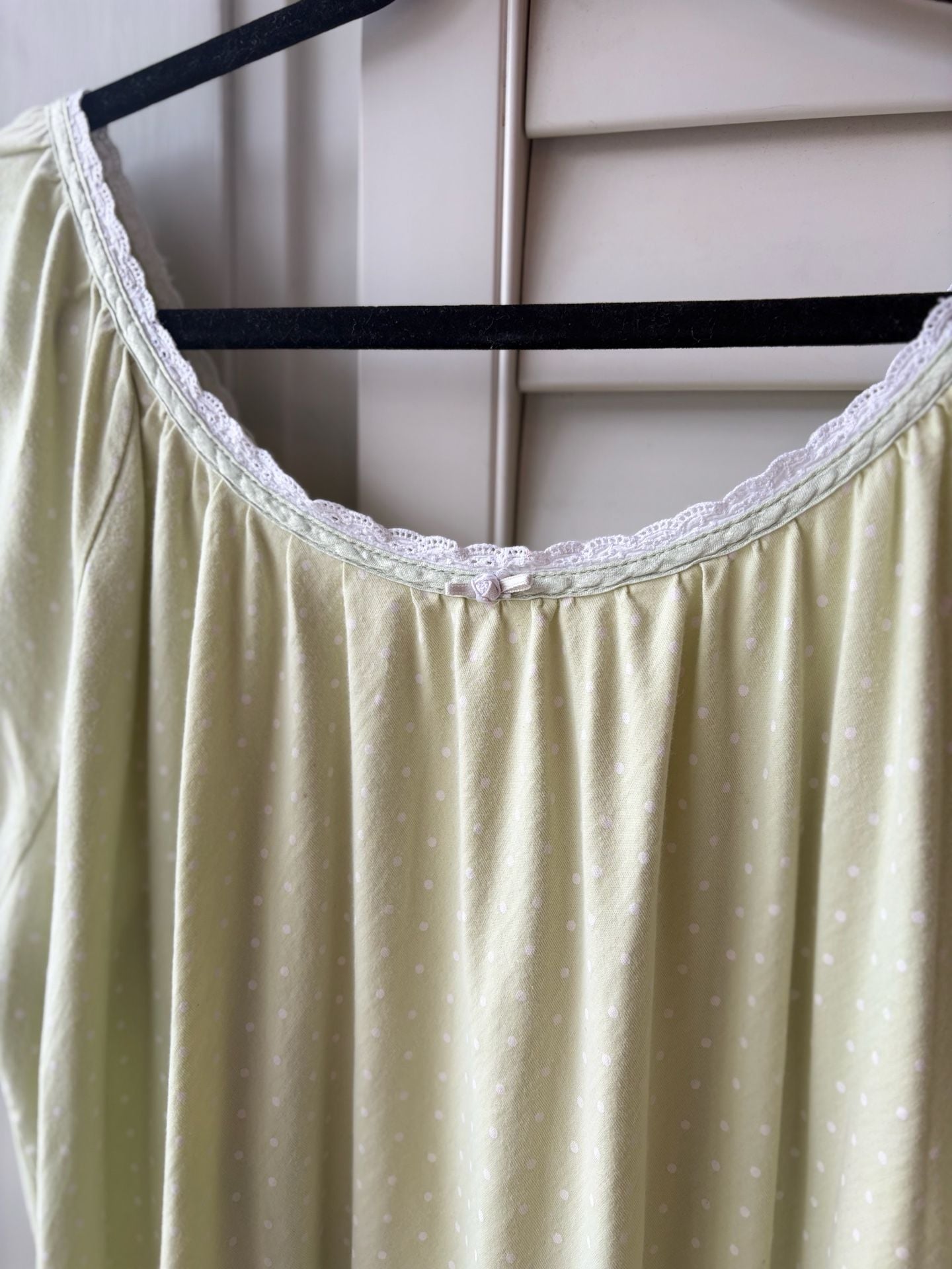 Adorable Delicate Cotton Nightgown Pastel Polka Dot Grandma Cottage 4